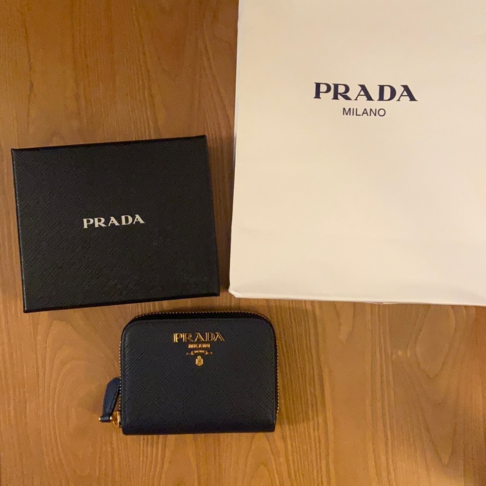 Authentic Prada Navy Blue Zip Wallet